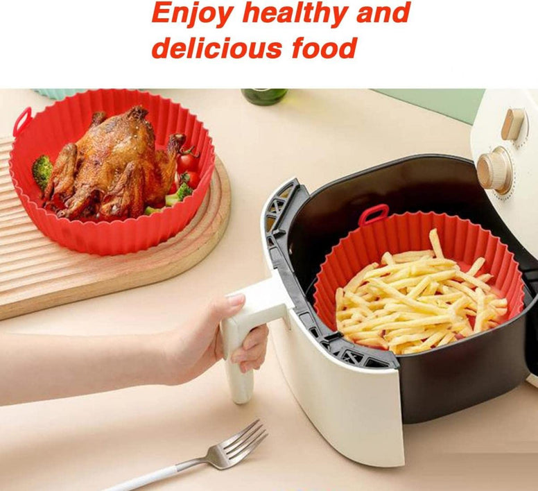 Goodern 4 Pcs Air Fryer Silicone Liners,Reusable Air Fryer Silicone Basket, Easy to Clean,Replacement Of Flammable Parchment Paper,Heat Resistant Easy Cleaning Air Fryers Oven Accessories