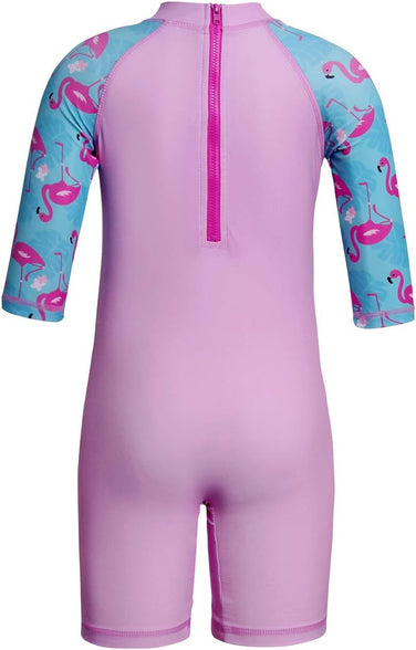 WonderBabe Unicorn/Flamingos Girls UV Swimsuit Kids Sun Protection Swimming Costume One Piece Round-Neck Swimwear Rash Guard Bathing Suit Surfing Sunsuit 1-8 Years