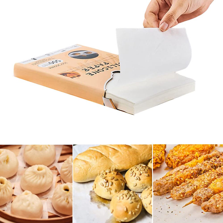 Goodern 500 PCS Parchment Paper Sheets,Silicone Oil Paper Small Hamburger Patty Paper Candy Wrapper Non-stick Grease-Proof Pre-cut Baking Paper Sandwich Paper Kitchens Cookie Baking Sheets-15 * 20CM