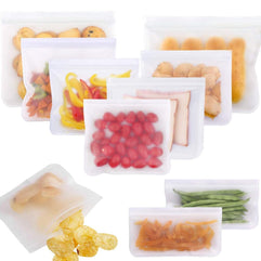 10 REUsable Food Storage Bags，REUsable Fruit And Vegetable Sandwich Bag，Preserving Food Container，Peva Food Bag，Food Storage Set，For Cooking, Lunch, Snack, Sous Vide, Baby Food Prep（2L+6M+2S)
