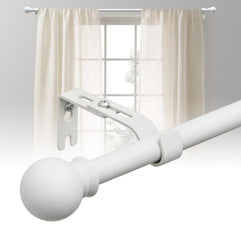 BsBsBest Curtain Rods 28 to 50/64/93 Inch Adjustable for Windows 5/8 Inch Diameter White Adjustable Brackets for Kitchen, Bedroom, Caravan Windows, Small Windows