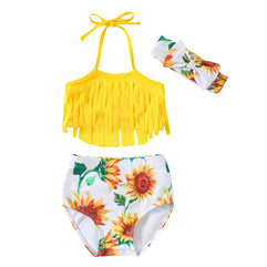 Baby Girls Bikini Infant Bathing Suit Toddler Halter Swimsuit Kids Swimwear 3 Pieces Beach Sets, for 3-6 Months