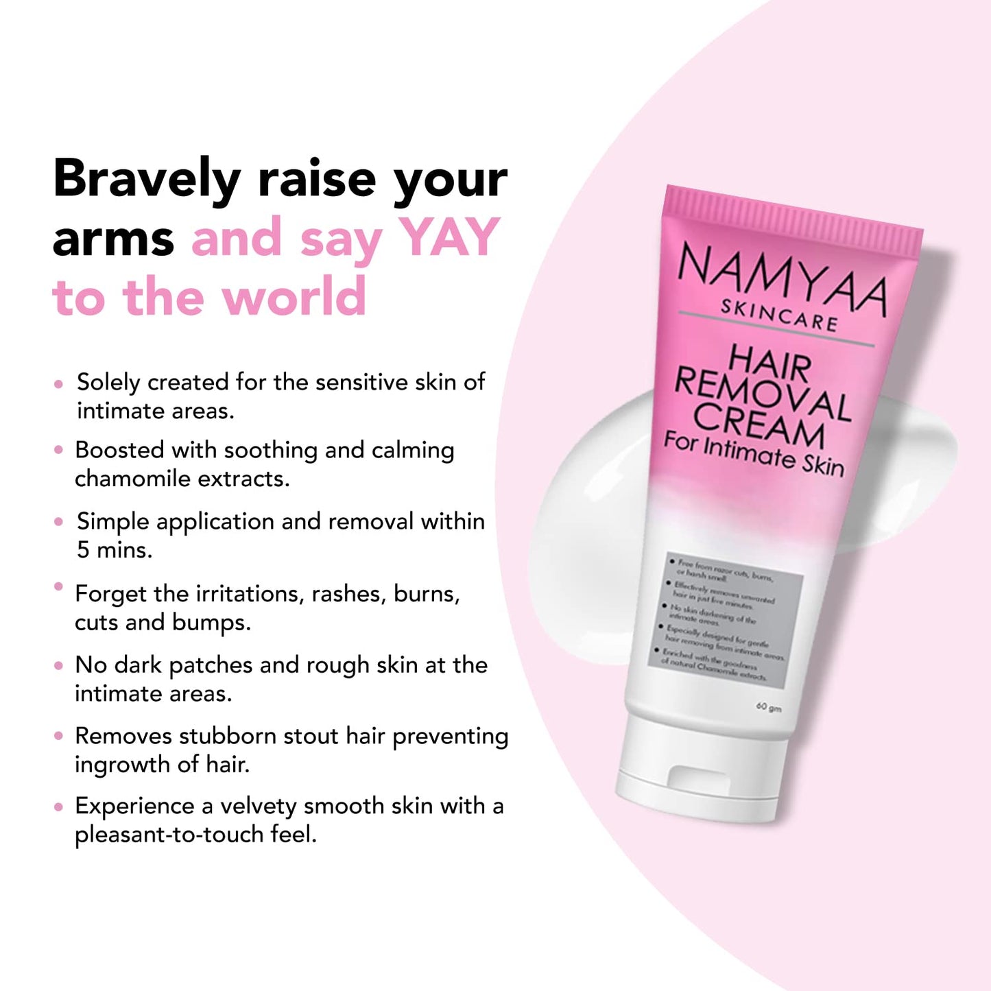Namyaa Hair Removing Cream for Intimate Skin with After Wax Soothing Serum Vitamin C