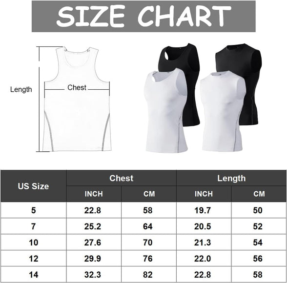 LANDUNSI 2 Pack Boys Compression Tank Top Sleeveless Shirt Kids Cooling Vest Basketball Undershirt Sports Baselayer