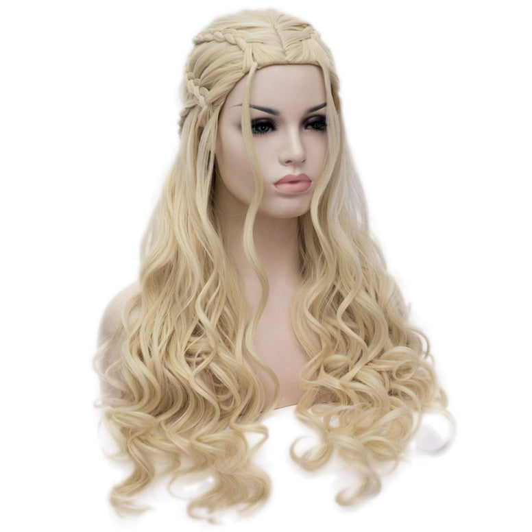 Bopocoko Game of Thrones Wigs Fluffy Cosplay Wig Daenerys Targaryen Long Curly Blonde Hair Wigs for Women Halloween A-BU121