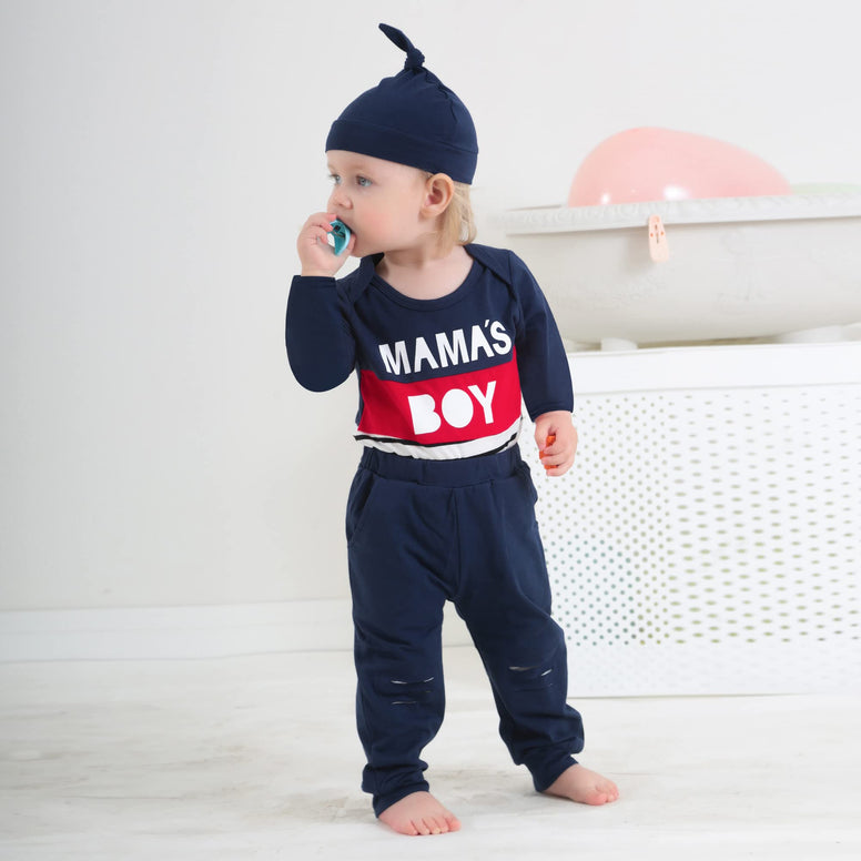 Newborn Baby Boy Clothes Outfits Winter Infant Boy Long Sleeve Romper Top Long Pants Outfits Set (0-3 Months)