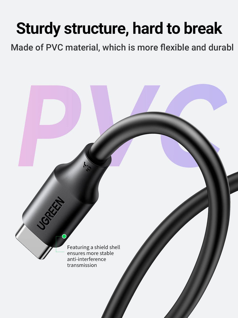 UGREEN USB C Cable 100W 1.5M, USB C to USB C Charging Cable PVC PD Fast Charge Type C Cable for iPhone 15/15 Plus/15 Pro/15 Pro Max, MacBook Air/Pro, iPad Pro/Air, Mini, Samsung, Pixel,USB C Charger