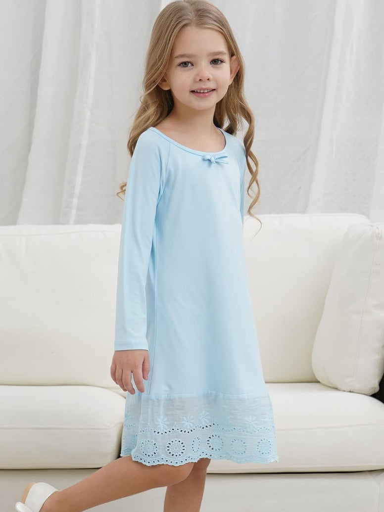 Vieille Girls Nightgowns Cute Princess Sleepwear Flutter Sleeve Pajamas Nightie Dress 5-12 Years