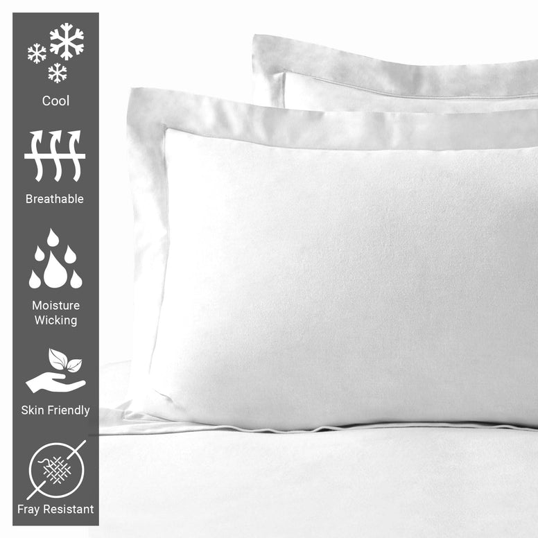 Pizuna 2piece Cotton Pillowcases King Size White, 400 Thread Count 100% Long Staple Cotton Luxurious Sateen Weave Oxford 50x90 Pillow Cases with stylish 5cm Frame (100% Cotton Pillow Cover)