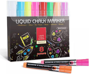 CLOUDFOUR Liquid Chalk Markers, Water based 8 Colorful Chalk Pens for Whiteboard, Blackboard, Paper, Glass and Ceramics. Dust-free Erasable Marker Pens for School, Office and Home.