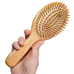 Huachi Wet Hair Brush Bamboo Detangling Brush Natural Wooden Paddle Organic Brush for Women Men Kids Scalp Massage Anti-Static, Reducing Hair Breakage Adding Shine