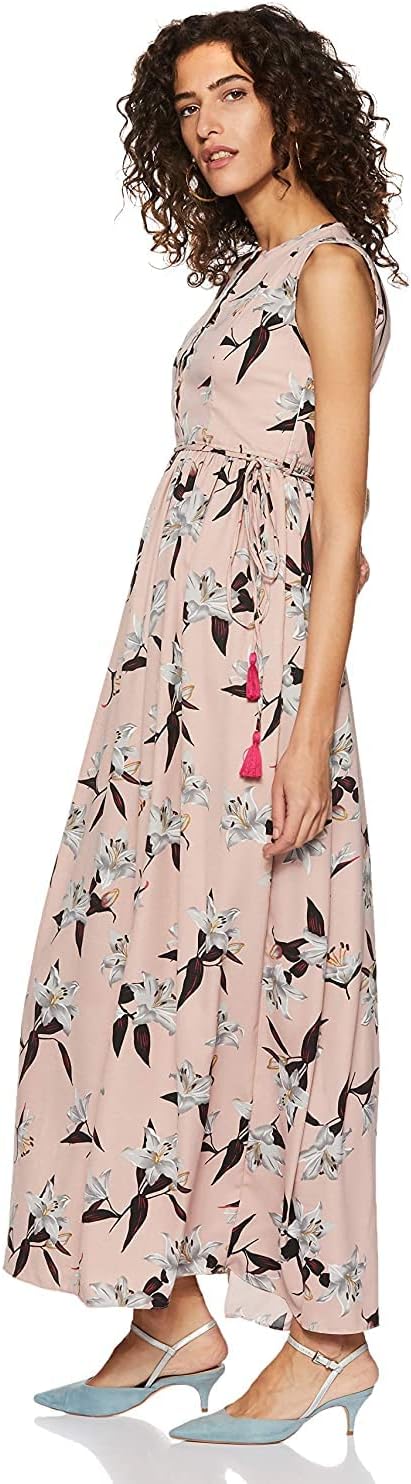 Miss Olive Women's Crepe Pleated Maxi Dress