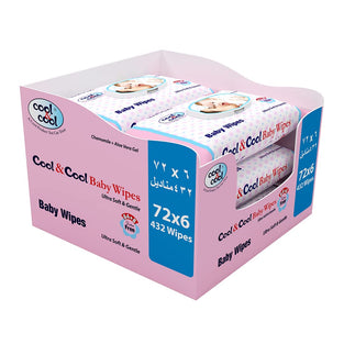 Cool & Cool Baby Wipes 72'S - Pack Of 6 (432 Wipes)