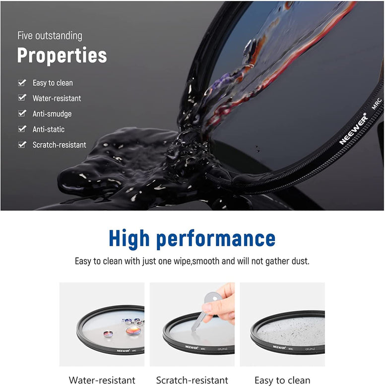 Portable Polarizer Camera Lens,37mm CPL Polarizing Lens Filter, Mobile Phone Clip Designed, Polarizer Lens Filter Improve Color Saturation and Contrast, for Eliminating or Reducing Light Spots