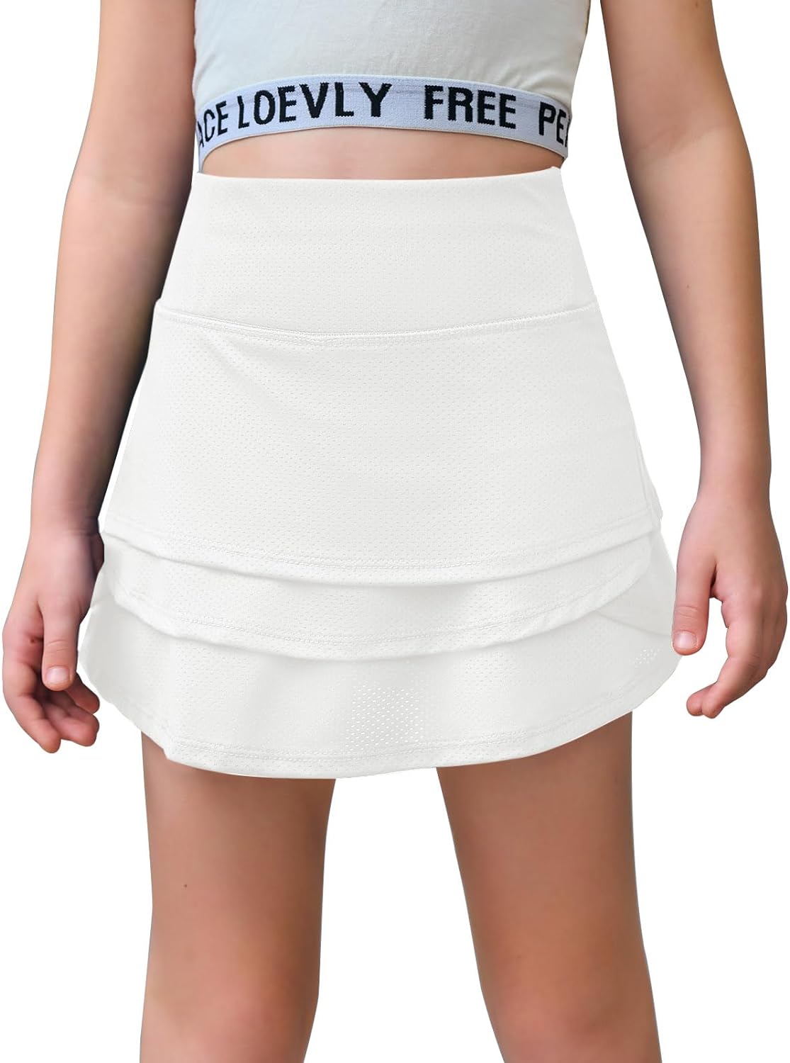 Haloumoning Girls Athletic Tennis Skirts with Shorts Kids Active High Waist Golf Skorts 5-14 Years