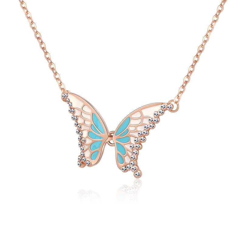 KRUCKEL Sparkling Butterfly Rose Gold Plated Necklace made with Austrian crystals - 5021010