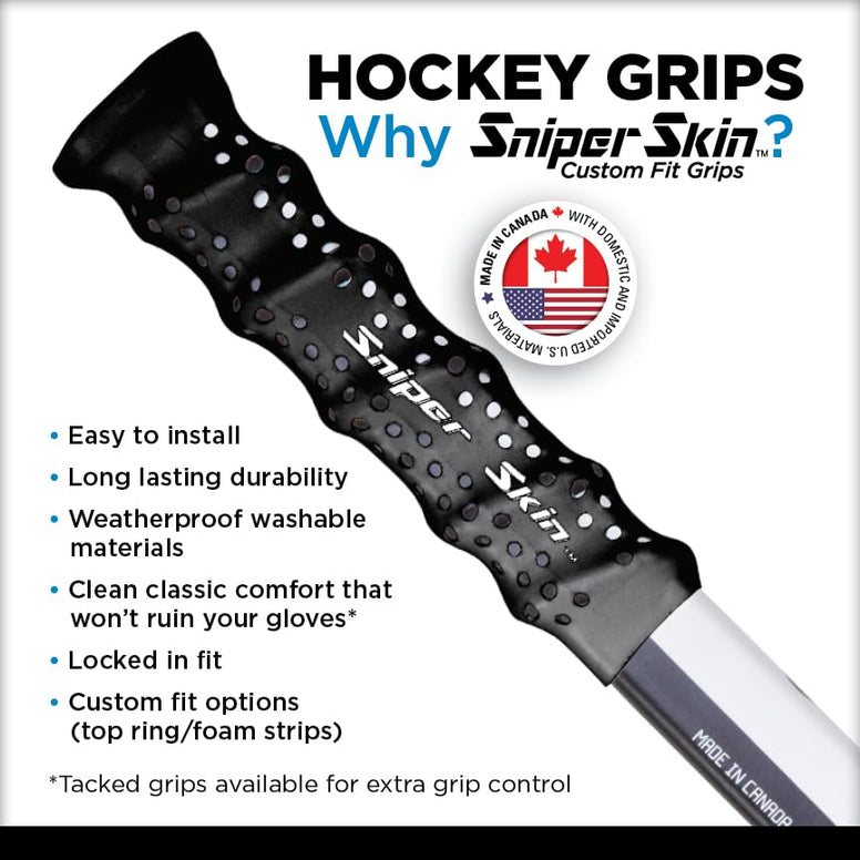 SNIPER SKIN Ice Hockey Grip | Better Alternative to Grip Tape | Easy to Install, Lightweight, Waterproof Hockey Stick Grip | Universal Sizing for Adults & Youth