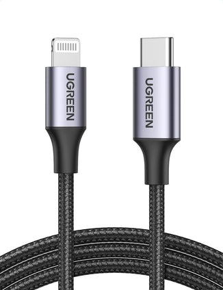 UGREEN iPhone Charger Cable 2M[MFi Certified]USB C to Lightning Cable Fast Charging Braided Cord 18W Fast PD Charge for iPhone 14/14 Pro/14 Plus/14 Pro Max, ipad Pro, iPhone 8-13 All Series - Black