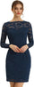 Allegra K Women's Elegant Long Sleeve Dress Pencil Dress Lace Floral Lace Bodycon Mini Dress