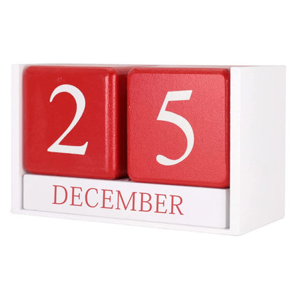 Christmas Wooden Perpetual Desk Calendar Blocks, Christmas Countdown Advent Calendar Christmas Desk Accessories Christmas Decorations for Home Office Desk Decor Gifts for Women Men