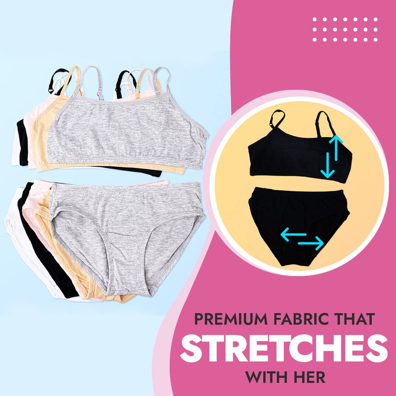 Popular Matching Girls Underwear Set - Crop Cami Training Bras for Girls with Hipster Girls Panties 10 pieces  Size (M) 7\8