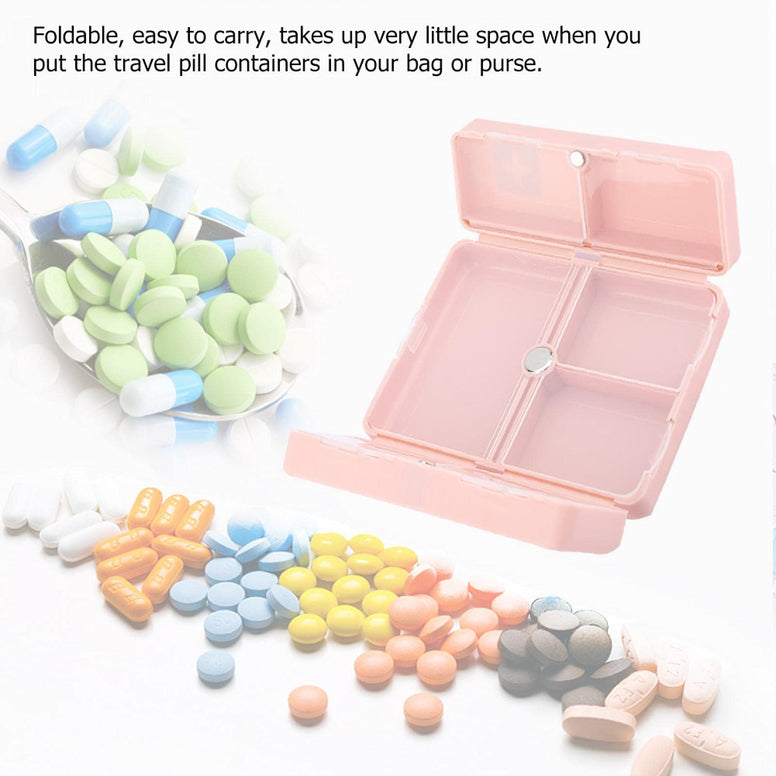 DEWIN Pill Box, Weekly Pill Box, Portable Magnetic Folding Pill Box with 7 Compartments (Pink)