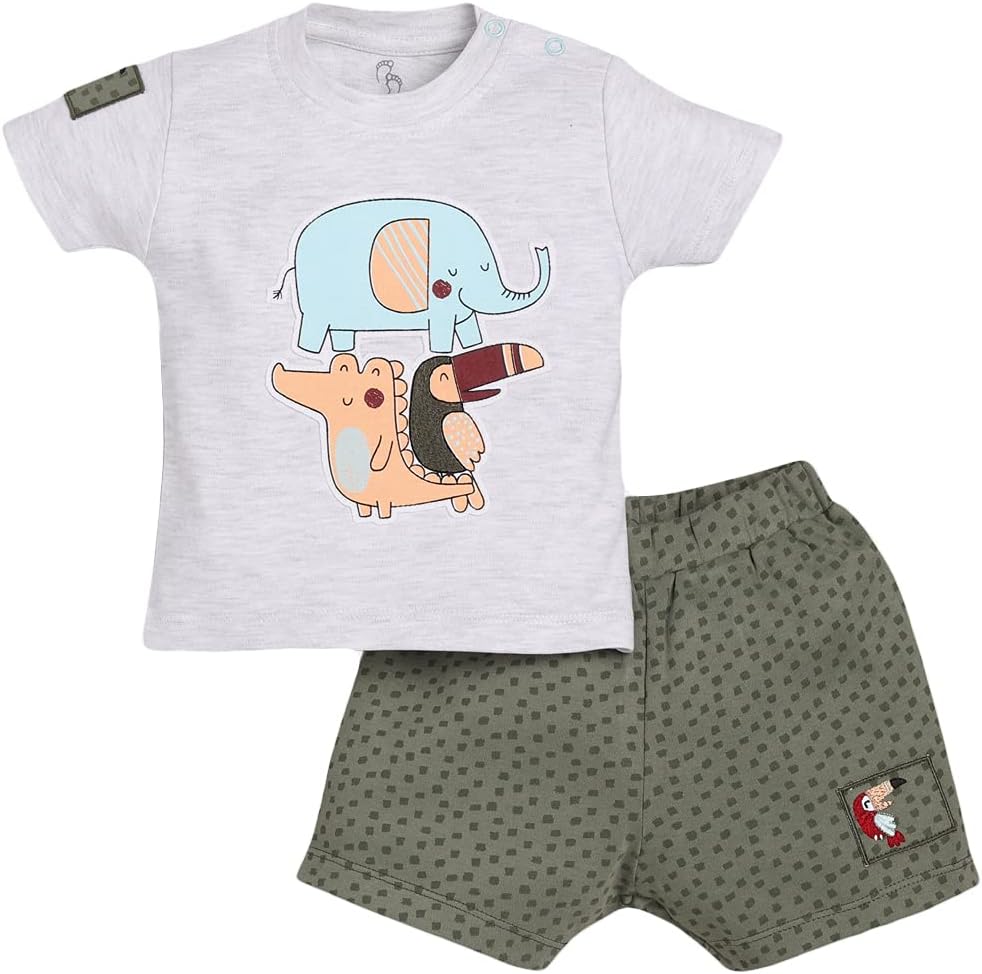 BABY GO 100% Pure Cotton T-shirt and Shorts Set for Baby Boys (6-12 Months)