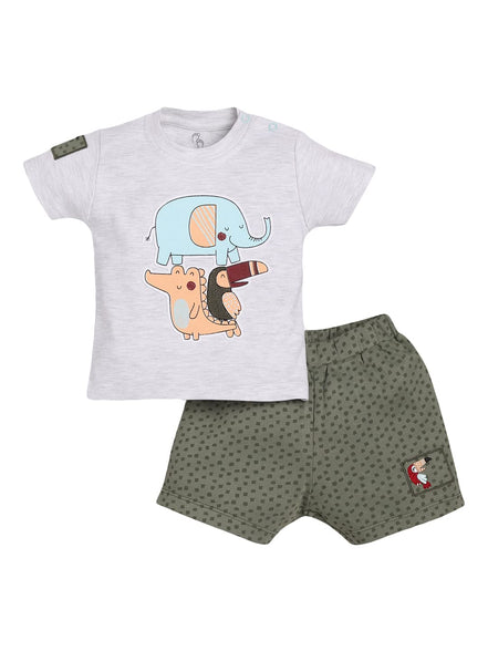 BABY GO 100% Pure Cotton T-shirt and Shorts Set for Baby Boys (6-12 Months)