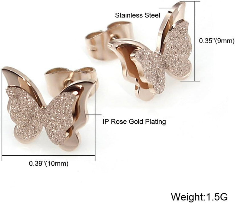 Yellow Chimes Charming Dual Butterfly Surgical Steel 18K Real Rose Gold Stud Earrings For Girls And Women (Rose Gold) (Ycfjer-283Btrf-Rg)