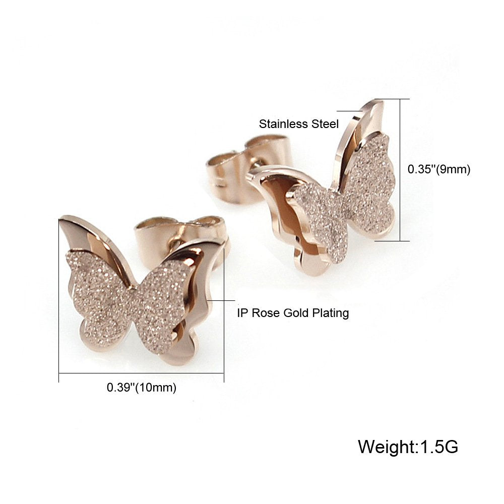 Yellow Chimes Charming Dual Butterfly Surgical Steel 18K Real Rose Gold Stud Earrings For Girls And Women (Rose Gold) (Ycfjer-283Btrf-Rg)