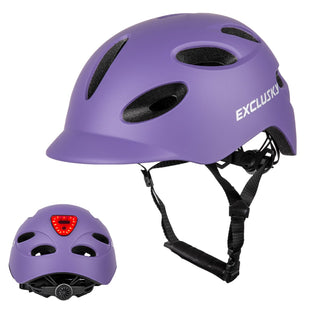 Exclusky Bike Helmet with Rechargeable USB Light, Urban Bicycle Commuter Helmet Men Adult Cycle Helmet Women 54-58cm/58-62cm