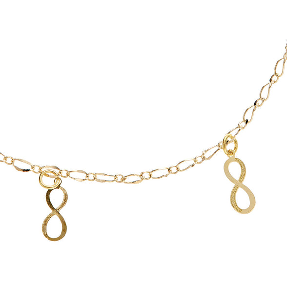 Alwan Gold Plated Medium Size Anklet with Infinity Symbol for Women - EE3816INFM