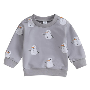 Lucikamy Toddler Baby Boy Girl Christmas Sweatshirt Letter Print Long Sleeve Crewneck Pullover Top Fall Winter Clothes 0-6M