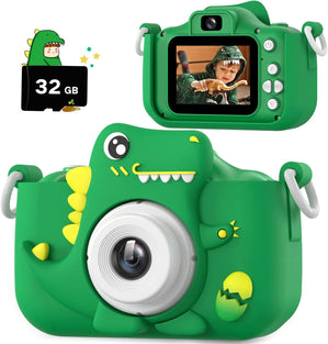 ZONEY Kids Camera, ZONEY Toy Camera for Girls Boys, Upgrade Unicorn Kids Digital Camera with Video, 32GB 1080P HD Selfie Video Camera for Toddlers, Cute Portable Little Girls Boys Gifts Toys (Green)