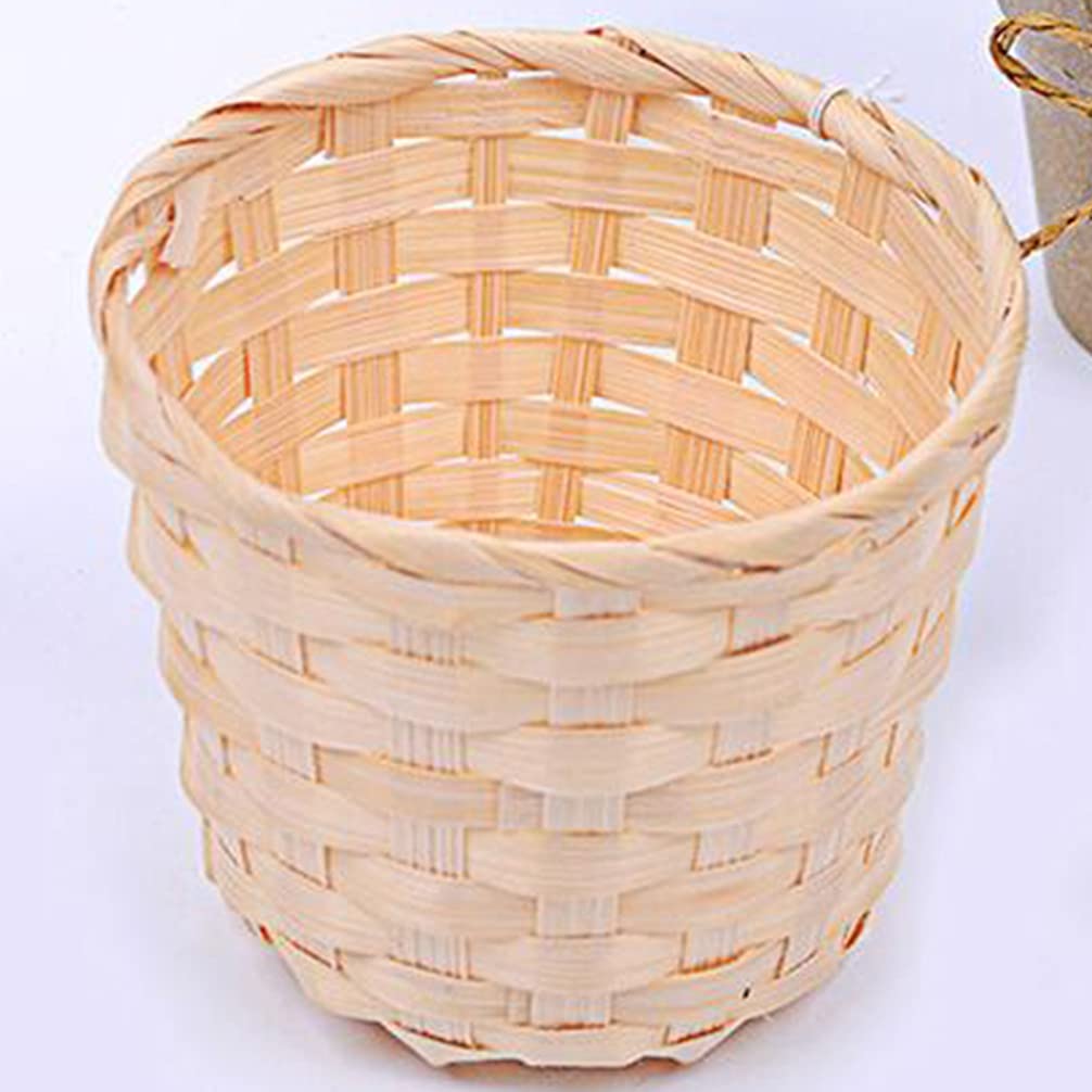 DOITOOL 5Pcs Mini Woven Baskets Without Handles, Miniature Flower Basket Dollhouse Picnic Basket Mini Wicker Basket for Fairy Garden Dollhouse Accessory, 9X9X7.5cm