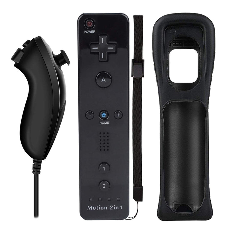 Wii Nunchuck Remote Controller with Motion Plus Compatible with Wii and Wii U Console | Wii Remote Controller with Shock Function black LH3