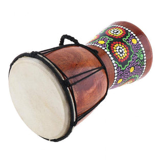 Decdeal 6in African Djembe Drum Hand-Carved Solid-Wood Goat-Skin Traditional African Musical Instrument