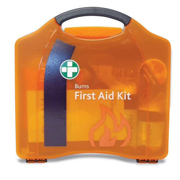 BurnSoothe Burn First Aid Kit In Orange Compact Aura Box First Aid Emergency Burn Kit - Modern Comprehensive Burns Kit. Ideal For Smaller Work Environments (Box Size: 20.5cmh X 20cmw X 6.5cmd)
