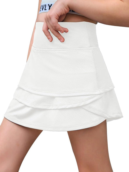 Haloumoning Girls Athletic Tennis Skirts with Shorts Kids Active High Waist Golf Skorts 5-14 Years