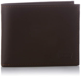 Levi's Men's Casual Classics Hunte Coin Bifold-Batwing Travel Accessory- Bi-Fold Wallet, Dark Brown