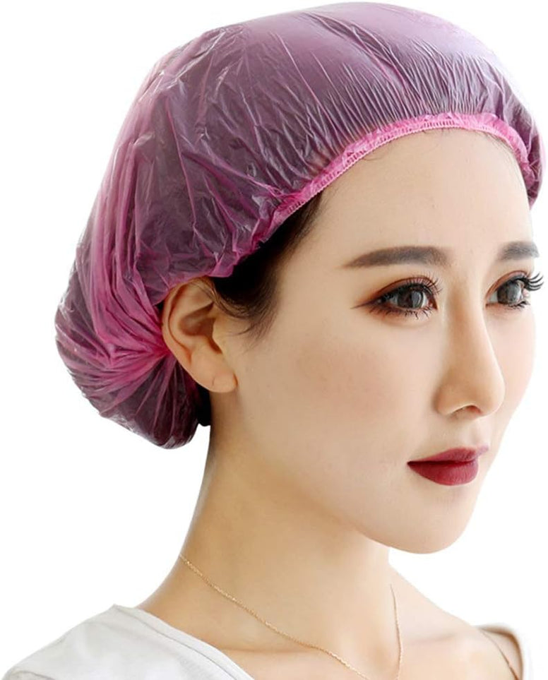 600Pcs Disposable Clear Caps Head Cover Shower Cap Plastic For Beauty Salon Food Service Manufacturing Spray Tanning