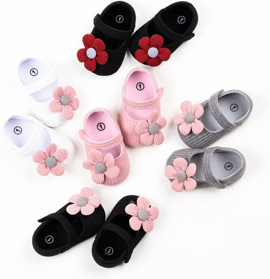 Sekantrol Infant Baby Girls Princess Mary Jane Flats Shoes,Toddler Soft Sole Wedding Dress First Walker Non-Slip Bowknot Pre-Walkers Shoes for 6 Months