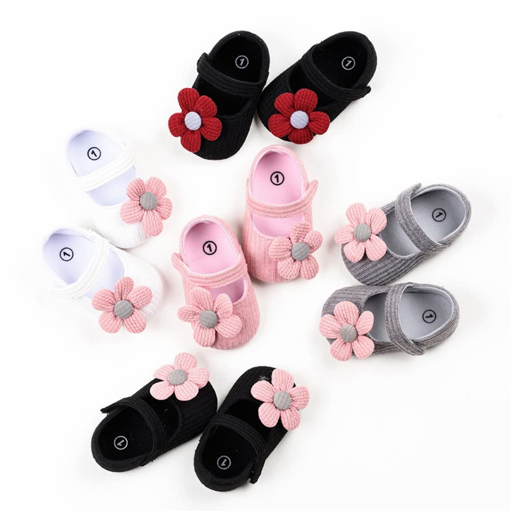 Sekantrol Infant Baby Girls Princess Mary Jane Flats Shoes,Toddler Soft Sole Wedding Dress First Walker Non-Slip Bowknot Pre-Walkers Shoes for 6 Months