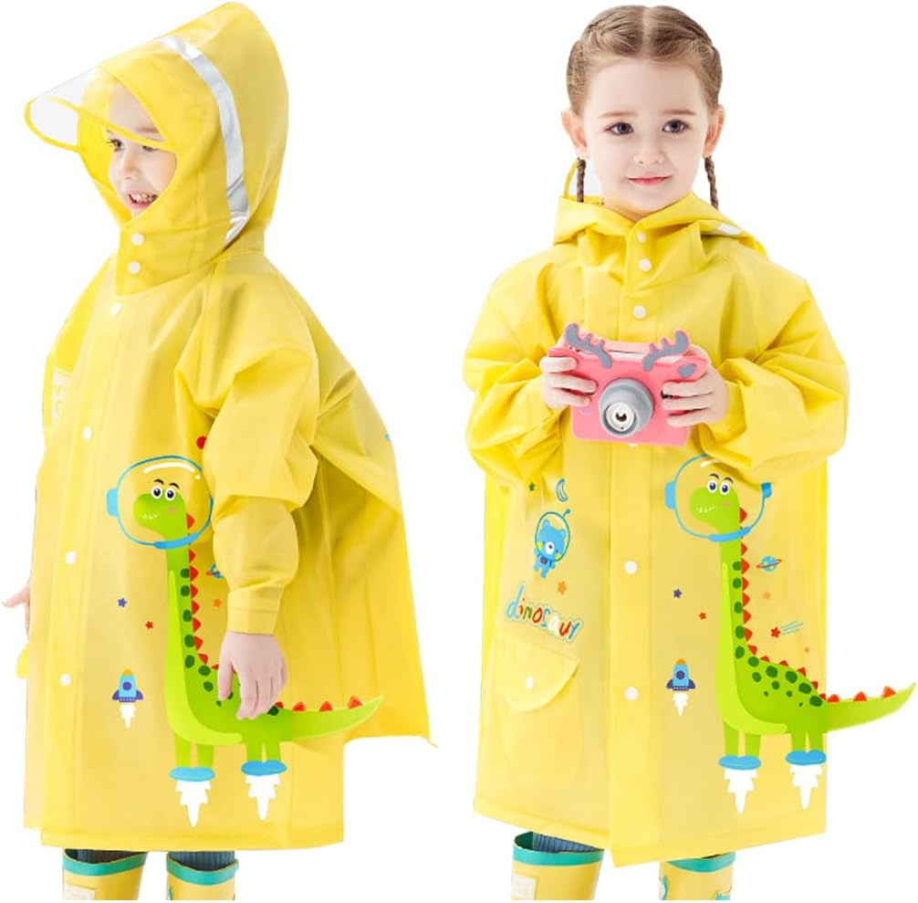 Kids Raincoats Waterproof Rain Jacket Hooded Rain Poncho Toddler Boys Girls Rain Suit Reusable Rainwear for 1-2 Y