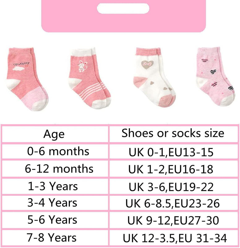 Cotton Coming Pink Cotton Baby Girl Socks, 9 Pairs Cute Socks for Baby Girls