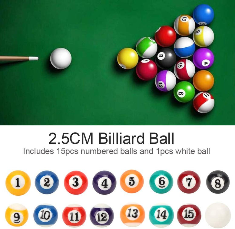 Mini Billiard Ball, 16Pcs Children Billiard Ball Toy 2.5CM Billiard Ball, Mini Pool Table Accesssories for Game Rooms Recreation Games