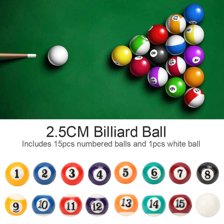 Mini Billiard Ball, 16Pcs Children Billiard Ball Toy 2.5CM Billiard Ball, Mini Pool Table Accesssories for Game Rooms Recreation Games