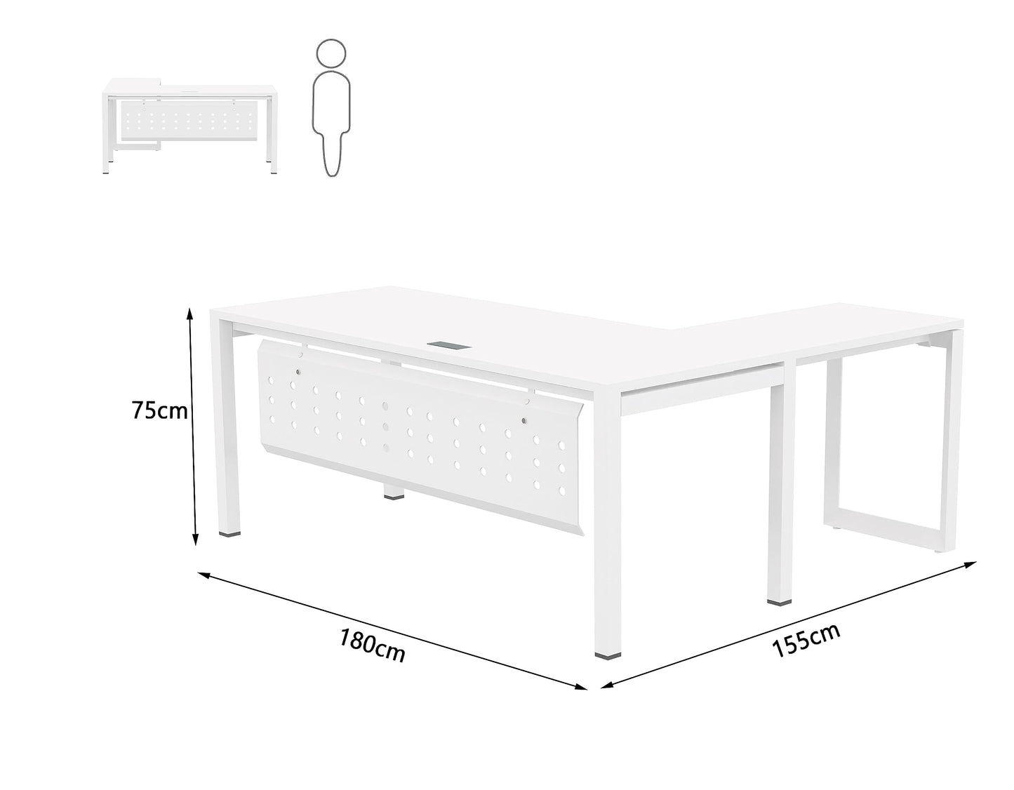 Mahmayi Figura 72-18L Modern Workstation - Multi-Functional MDF Desk with Smart Cable Management, Secure & Robust - Ideal for Home and Office Use (Without Drawer)(180cm, White)