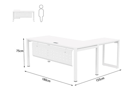 Mahmayi Figura 72-18L Modern Workstation - Multi-Functional MDF Desk with Smart Cable Management, Secure & Robust - Ideal for Home and Office Use (Without Drawer)(180cm, White)