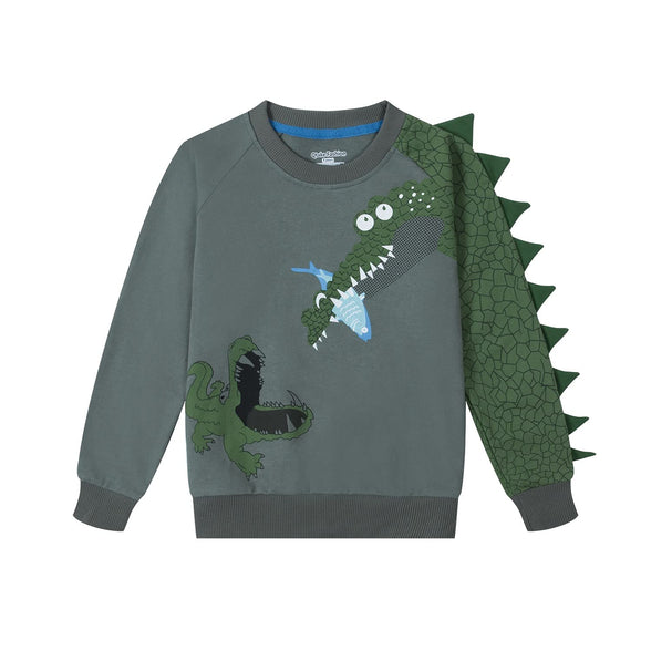 Qtake Fashion Boys Sweatshirts 2 Piece Clothes dinosaur Cotton Long Sleeve kids Pullover Toddler Size 3-9 Years